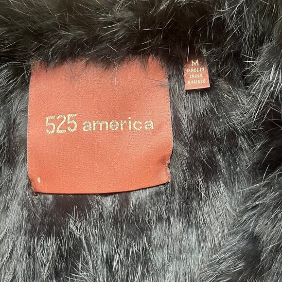 525 America Women's Black Rabbit Fur Vest Size M - Picture 7 of 9